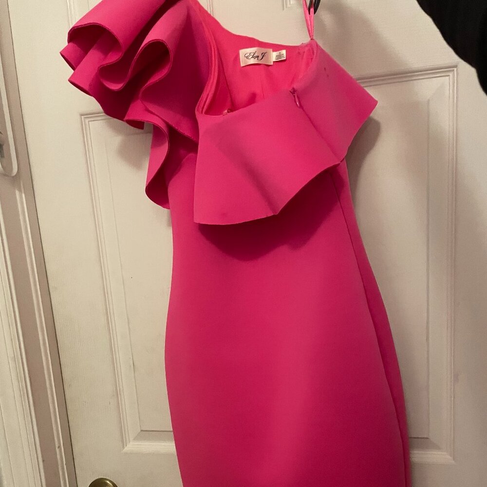 Worn Once!!! Eliza J Hot Pink One-Shoulder Cocktail Dress | Size 4 | Nordstrom